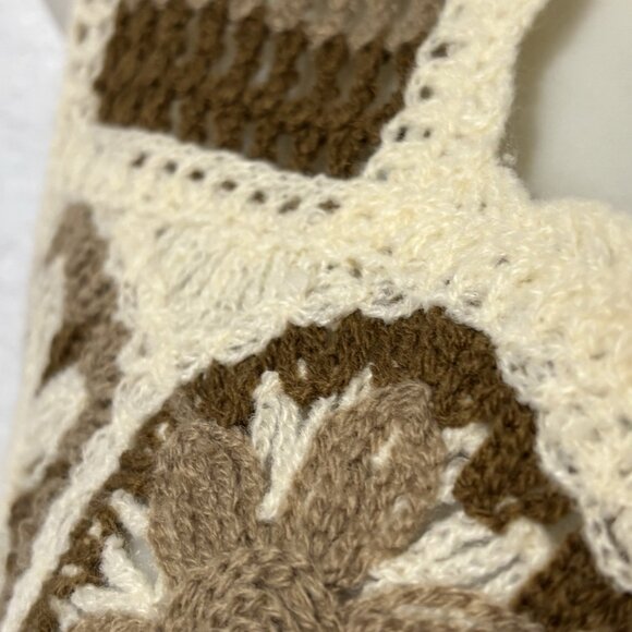 Granny Square Crochet Tank Top Brown Cream Y2K Boho Size S - Picture 6 of 10